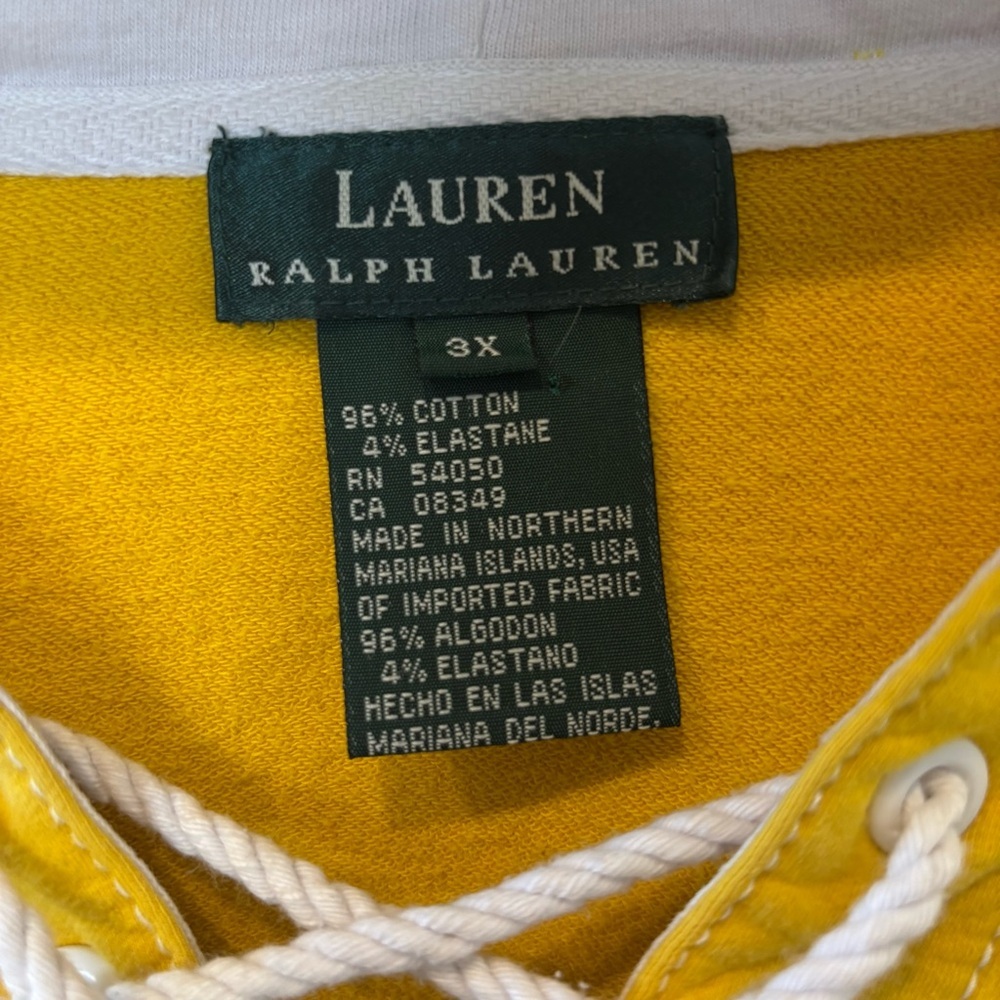 Lauren Ralph Lauren 3X Hoodie Yellow and Blue Color Block Sweatshirt - Picture 4 of 13